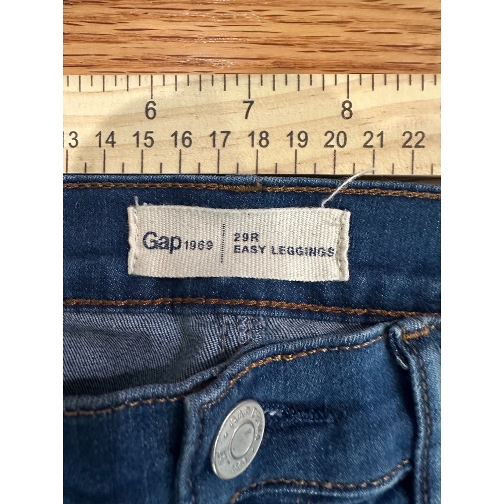 Gap 1969 Easy Leggings Jeans Women's Size 29R Dark‎ Wash Stretch Denim Mid Rise - Picture 4 of 10